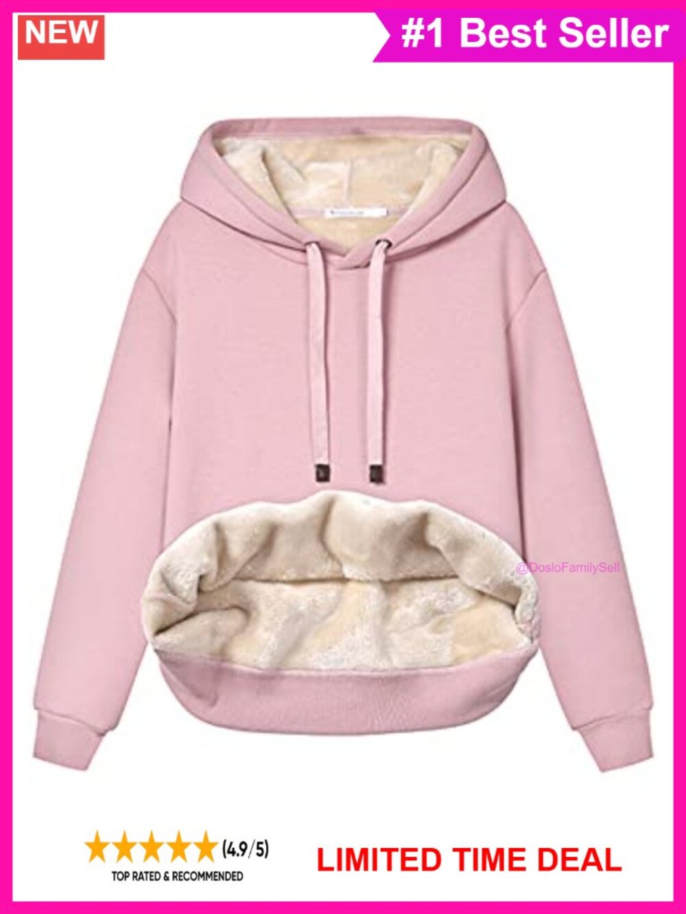 Women's Fleece Sherpa Lined Hooded Sweatshirt Pullover with Pockets